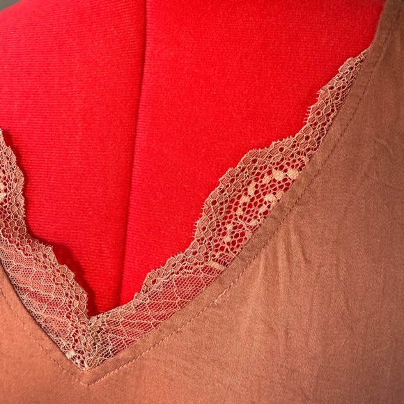 Tribal Jeans Burnt Orange Lace Trim Tank Top Rayon Spandex Size Large - Picture 2 of 6